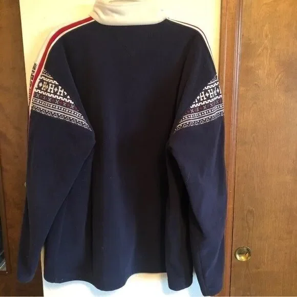 Tommy Hilfiger Mens Vintage Fleece Knit Navy Ski 1/4 Zip Pullover Jacket Sweater - Picture 3 of 15